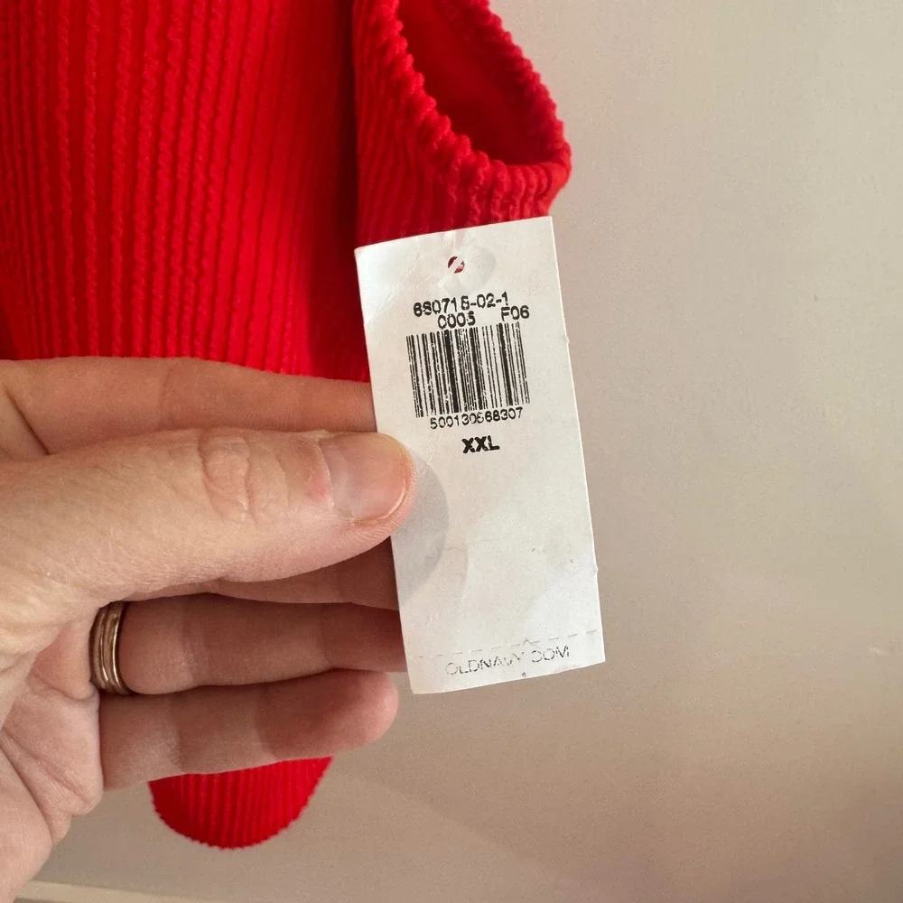 NWT Old Navy Red Ribbed One Piece Swimsuit Scoop Neck Back‎ XXL